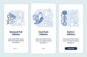 Inflation types light blue onboarding mobile app screen vector