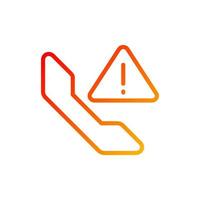 Call warning pixel perfect gradient linear vector icon. Telecommunication service error. Dialing interruption. Thin line color symbol. Modern style pictogram. Vector isolated outline drawing