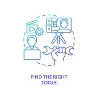 Find right tools blue gradient concept icon. Interactive videos. Creating educational video abstract idea thin line illustration. Isolated outline drawing. vector