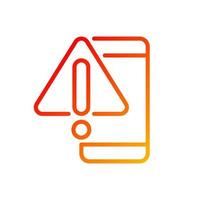 Phone warning pixel perfect gradient linear vector icon. Mobile phone breakage. Smartphone touchscreen issue. Thin line color symbol. Modern style pictogram. Vector isolated outline drawing