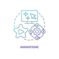 Animations blue gradient concept icon. Moving drawings. Visual information. Online video method abstract idea thin line illustration. Isolated outline drawing. vector