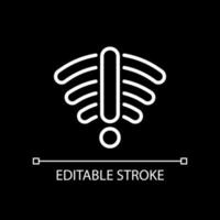 No internet connection white linear icon for dark theme. Check router and modem. Wireless network error. Thin line illustration. Isolated symbol for night mode. Editable stroke. vector