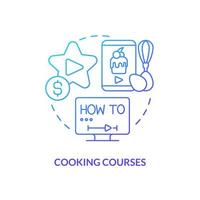 Cooking courses blue gradient concept icon. Culinary lessons. Baking recipes. Online tutorial idea abstract idea thin line illustration. Isolated outline drawing. vector