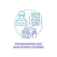 Programming and data science courses blue gradient concept icon. Career development. Online education idea abstract idea thin line illustration. Isolated outline drawing. vector