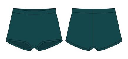 Blank girls knickers technical sketch. Dark green color. Lady lingerie. vector
