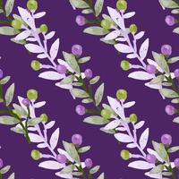 Seamless pattern with berry branches. Hand drawn wild berries floral wallpaper. vector