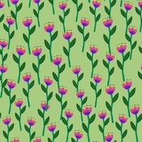 Folk flower seamless pattern in naive art style. Decorative floral wallpaper. vector