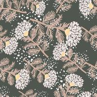 Decorative flower seamless pattern. Hand drawn herbal endless wallpaper. vector