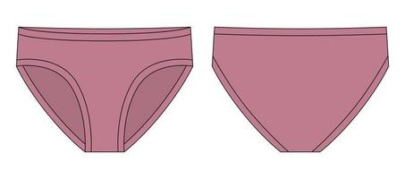 Girls knickers technical sketch illustration. Pudra color. Children's underpants. vector