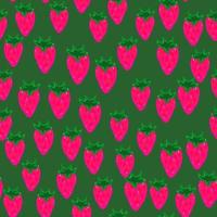 Freehand strawberries seamless pattern . Doodle strawberry endless wallpaper. vector