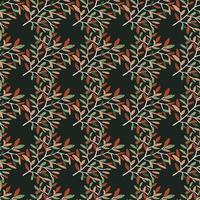 Decorative forest twig endless wallpaper. Hand drawn branches with leaves seamless pattern. vector