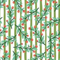 Seamless pattern with berry branches. Hand drawn wild berries floral wallpaper. vector