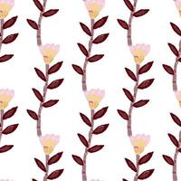 Decorative floral wallpaper. Folk flower seamless pattern in naive art style. vector