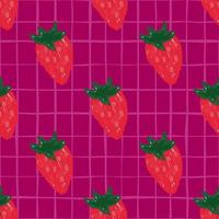 Freehand strawberries seamless pattern . Doodle strawberry endless wallpaper. vector