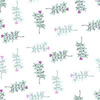 Decorative forest flower endless wallpaper. Hand drawn herbal seamless pattern. vector