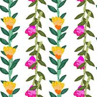 Decorative floral wallpaper. Folk flower seamless pattern in naive art style. vector