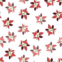 Freehand wild strawberry branch seamless pattern. Hand drawn wild berries floral wallpaper. Strawberry plant endless backdrop. vector