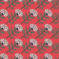 Decorative flower seamless pattern. Hand drawn herbal endless wallpaper. vector