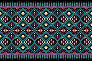 Colorful geometric ethnic seamless pattern design for wallpaper, background, fabric, curtain, carpet, clothing, and wrapping. vector