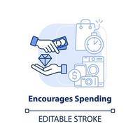 Encourages spending light blue concept icon vector