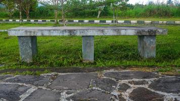 concrete seating in a lovely garden photo