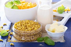 Ingredients for macaroni and cheese photo