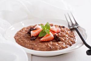 Chocolate strawberry risotto with vanilla photo