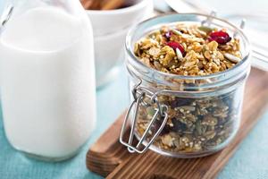 Homemade granola with quinoa and cranberry photo