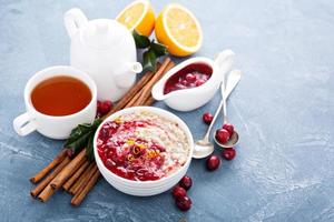 Christmas morning breakfast oatmeal with cranberry photo