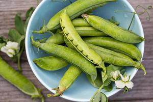 Fresh green peas in a bowl photo