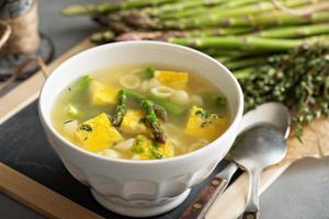 Homemade asparagus and frittata soup photo