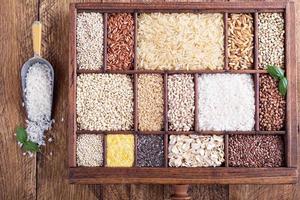 Variety of healthy grains and seeds photo