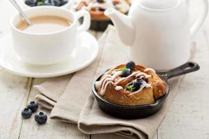 Cinnamon bun for one in a tiny skillet photo