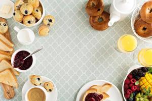 Fresh and bright continental breakfast table photo