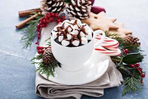 Christmas hot chocolate with ornaments photo