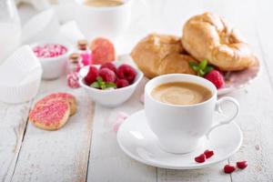 Valentines day breakfast with croissants photo