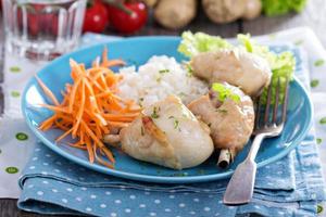 Roasted chicken legs with rice photo