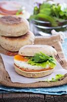 English muffin with egg for breakfast photo