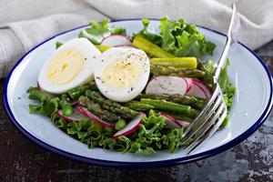 Fresh salad with lettuce, asparagus and eggs photo