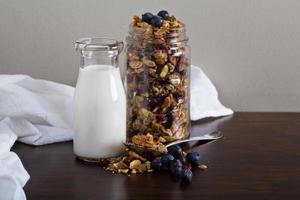 Homemade granola in a jar photo