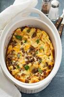 Breakfast strata with cheese and sausage photo