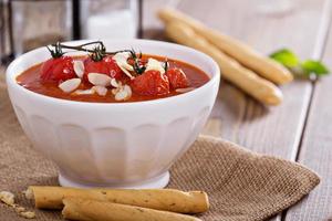 Tomato soup in a bowl photo