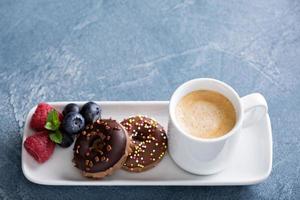 Small mini donuts and coffee photo