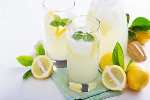 Homemade lemonade in tall glasses photo