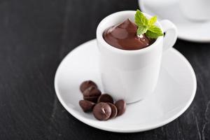 Chocolate pudding in small cups photo