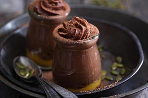 Healthy vegan chocolate pumpkin pudding photo