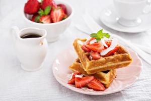 Ricotta waffles with strawberry photo