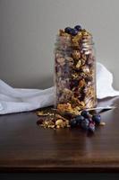 Homemade granola in a jar photo