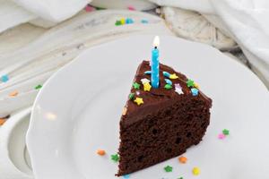 Chocolate sour cream cake with frosting photo