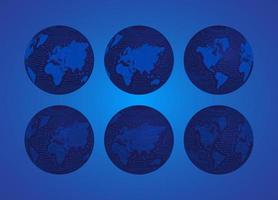 Modern Technology Globe icon set vector